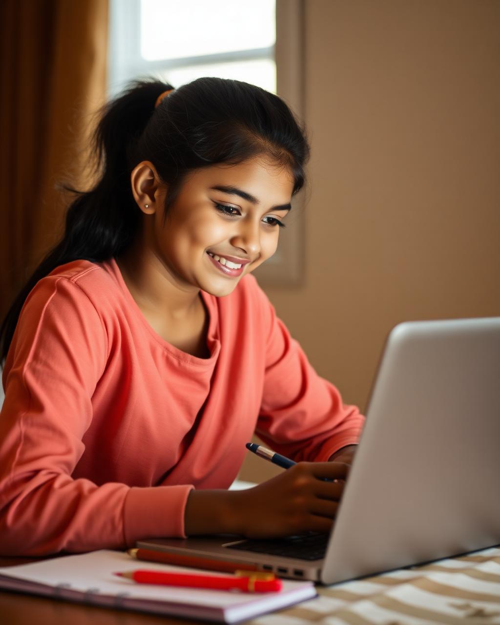 Student reviewing notes at a study desk